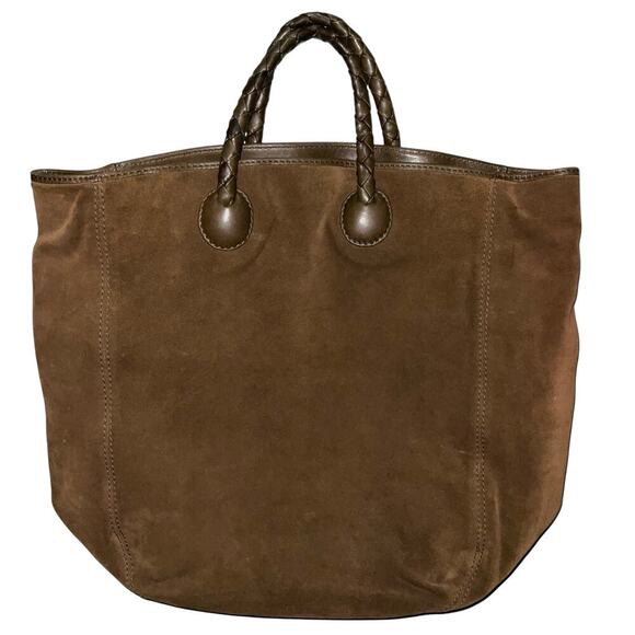 Bottega Veneta Intrecciato Large Top Handle Bag Vintage Brown Suede - Picture 13 of 15